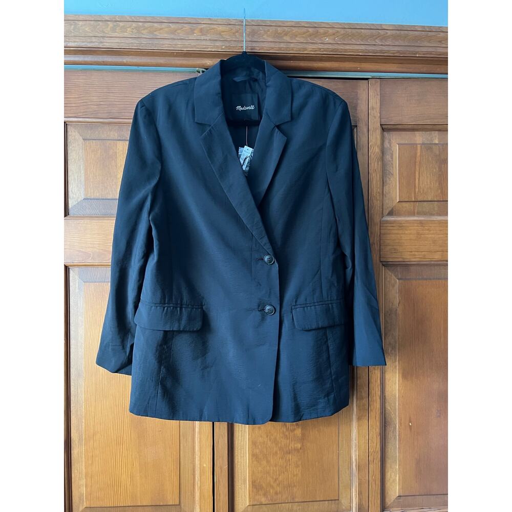 NWT Madewell Women's The Relaxed Blazer Softdrape Modal True Black Size S - Picture 3 of 13